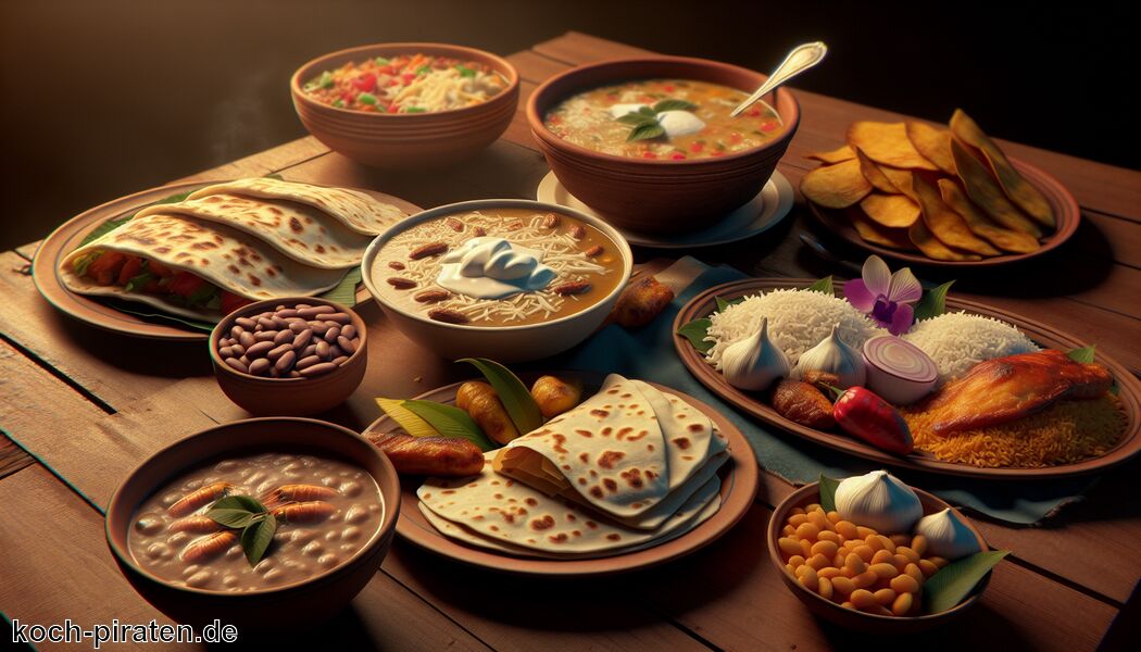 Pupusas: Dicke Tortillas, gefüllt mit Käse und Bohnen - Typisch honduranisches Essen - traditionelle honduranische Gerichte