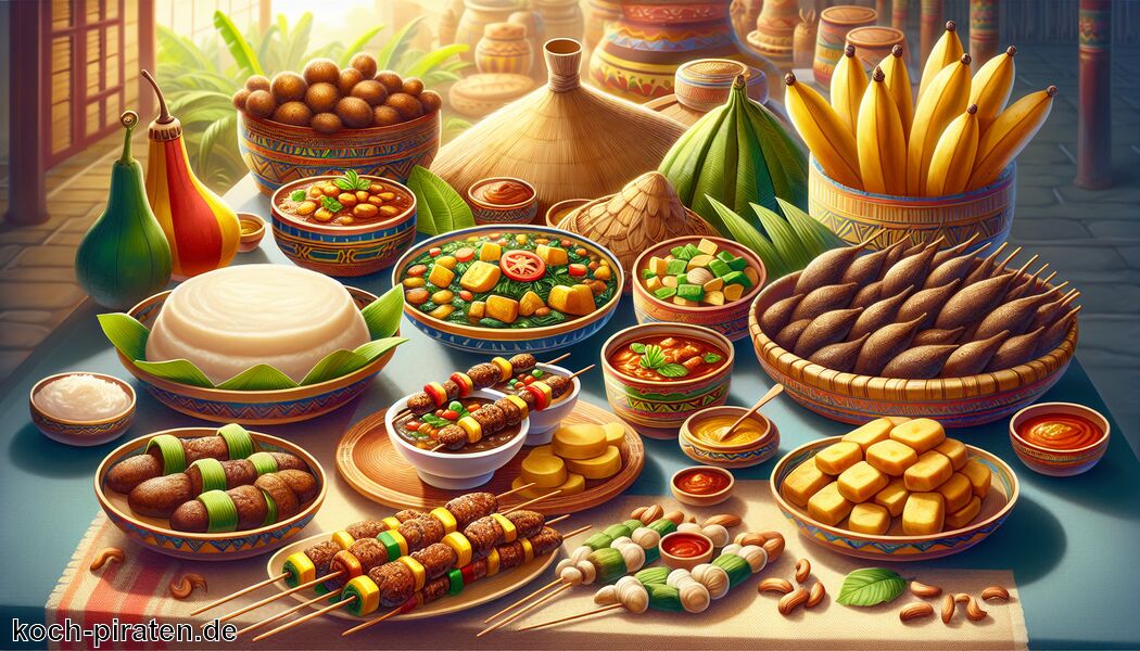 Brochettes: Gegrillte Fleischspieße mit Gewürzen - Typisch kamerunisches Essen - traditionelle kamerunische Gerichte